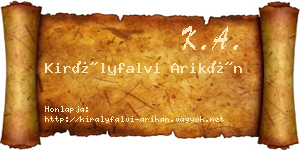Királyfalvi Arikán névjegykártya